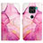 Leather Case Stands Fashionable Pattern Flip Cover Holder Y04B for Xiaomi Redmi Note 9 Hot Pink