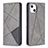 Leather Case Stands Fashionable Pattern Flip Cover L04 Holder for Apple iPhone 13 Mini Gray