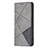 Leather Case Stands Fashionable Pattern Flip Cover L04 Holder for Apple iPhone 13 Mini Gray