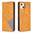 Leather Case Stands Fashionable Pattern Flip Cover L04 Holder for Apple iPhone 13 Mini Yellow