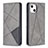 Leather Case Stands Fashionable Pattern Flip Cover L04 Holder for Apple iPhone 14 Gray