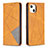 Leather Case Stands Fashionable Pattern Flip Cover L04 Holder for Apple iPhone 14 Yellow
