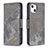 Leather Case Stands Fashionable Pattern Flip Cover L05 Holder for Apple iPhone 13 Mini Gray