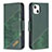 Leather Case Stands Fashionable Pattern Flip Cover L05 Holder for Apple iPhone 13 Mini Green