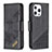 Leather Case Stands Fashionable Pattern Flip Cover L05 Holder for Apple iPhone 13 Pro Black