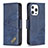 Leather Case Stands Fashionable Pattern Flip Cover L05 Holder for Apple iPhone 13 Pro Blue