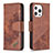 Leather Case Stands Fashionable Pattern Flip Cover L05 Holder for Apple iPhone 13 Pro Brown