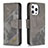 Leather Case Stands Fashionable Pattern Flip Cover L05 Holder for Apple iPhone 13 Pro Gray