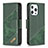 Leather Case Stands Fashionable Pattern Flip Cover L05 Holder for Apple iPhone 13 Pro Green