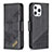 Leather Case Stands Fashionable Pattern Flip Cover L05 Holder for Apple iPhone 13 Pro Max Black