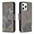 Leather Case Stands Fashionable Pattern Flip Cover L05 Holder for Apple iPhone 13 Pro Max Gray