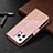 Leather Case Stands Fashionable Pattern Flip Cover L05 Holder for Apple iPhone 13 Pro Max Rose Gold
