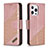 Leather Case Stands Fashionable Pattern Flip Cover L05 Holder for Apple iPhone 13 Pro Rose Gold