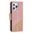 Leather Case Stands Fashionable Pattern Flip Cover L05 Holder for Apple iPhone 13 Pro Rose Gold