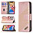 Leather Case Stands Fashionable Pattern Flip Cover L05 Holder for Apple iPhone 13 Pro Rose Gold