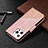 Leather Case Stands Fashionable Pattern Flip Cover L05 Holder for Apple iPhone 13 Pro Rose Gold