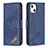 Leather Case Stands Fashionable Pattern Flip Cover L05 Holder for Apple iPhone 14 Plus Blue