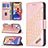 Leather Case Stands Fashionable Pattern Flip Cover L05 Holder for Apple iPhone 14 Plus Rose Gold