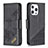 Leather Case Stands Fashionable Pattern Flip Cover L05 Holder for Apple iPhone 14 Pro Max Black