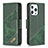 Leather Case Stands Fashionable Pattern Flip Cover L05 Holder for Apple iPhone 14 Pro Max Green