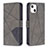 Leather Case Stands Fashionable Pattern Flip Cover L06 Holder for Apple iPhone 13 Gray