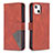 Leather Case Stands Fashionable Pattern Flip Cover L06 Holder for Apple iPhone 13 Mini Brown