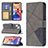 Leather Case Stands Fashionable Pattern Flip Cover L06 Holder for Apple iPhone 13 Mini Gray