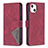 Leather Case Stands Fashionable Pattern Flip Cover L06 Holder for Apple iPhone 13 Mini Red