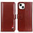 Leather Case Stands Flip Cover A04 Holder for Apple iPhone 13 Brown