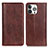Leather Case Stands Flip Cover A08 Holder for Apple iPhone 13 Pro Brown
