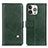 Leather Case Stands Flip Cover A09 Holder for Apple iPhone 13 Pro Max Green
