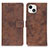 Leather Case Stands Flip Cover A10 Holder for Apple iPhone 14 Brown
