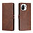 Leather Case Stands Flip Cover C03 Holder for Xiaomi Mi 11 5G Brown