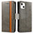 Leather Case Stands Flip Cover F03 Holder for Apple iPhone 13 Gray