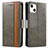 Leather Case Stands Flip Cover F03 Holder for Apple iPhone 13 Mini Gray