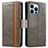 Leather Case Stands Flip Cover F03 Holder for Apple iPhone 13 Pro Max Gray