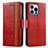 Leather Case Stands Flip Cover F03 Holder for Apple iPhone 13 Pro Max Red