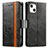 Leather Case Stands Flip Cover F03 Holder for Apple iPhone 14 Black