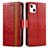 Leather Case Stands Flip Cover F03 Holder for Apple iPhone 14 Red
