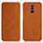 Leather Case Stands Flip Cover for Huawei Maimang 7 Brown