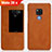 Leather Case Stands Flip Cover for Huawei Mate 20 X Brown