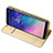 Leather Case Stands Flip Cover for Samsung Galaxy A6 Plus Gold