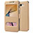 Leather Case Stands Flip Cover for Samsung Galaxy J7 Prime Gold