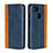 Leather Case Stands Flip Cover G01 Holder for Google Pixel 3 Blue