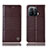 Leather Case Stands Flip Cover H04P Holder for Xiaomi Mi 11 Pro 5G Brown