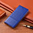 Leather Case Stands Flip Cover H09 Holder for Apple iPhone 14 Plus Blue