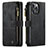 Leather Case Stands Flip Cover H27 Holder for Apple iPhone 13 Pro Black