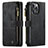 Leather Case Stands Flip Cover H27 Holder for Apple iPhone 14 Pro Max Black