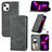 Leather Case Stands Flip Cover H30 Holder for Apple iPhone 13 Mini Dark Gray
