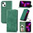 Leather Case Stands Flip Cover H30 Holder for Apple iPhone 14 Green